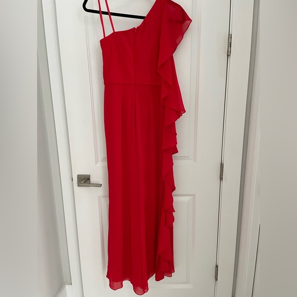 Mac Duggal Red Chiffon Ruffle Jumpsuit Size 4 Evening Formal Wedding Cocktail. 6 - Picture 5 of 10